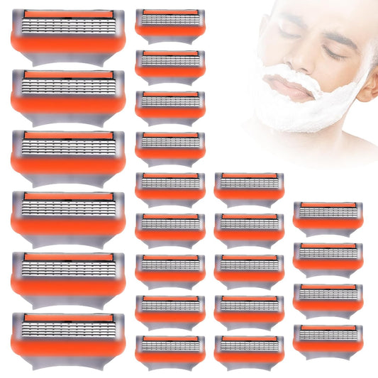 24Pcs Premium Razor Blades for Men - 5-Layer Stainless Steel Refills Compatible with Fusion 5 Style Razors, Smooth Shaving Replacement Cartridges Value Pack-FemmiqueWomen