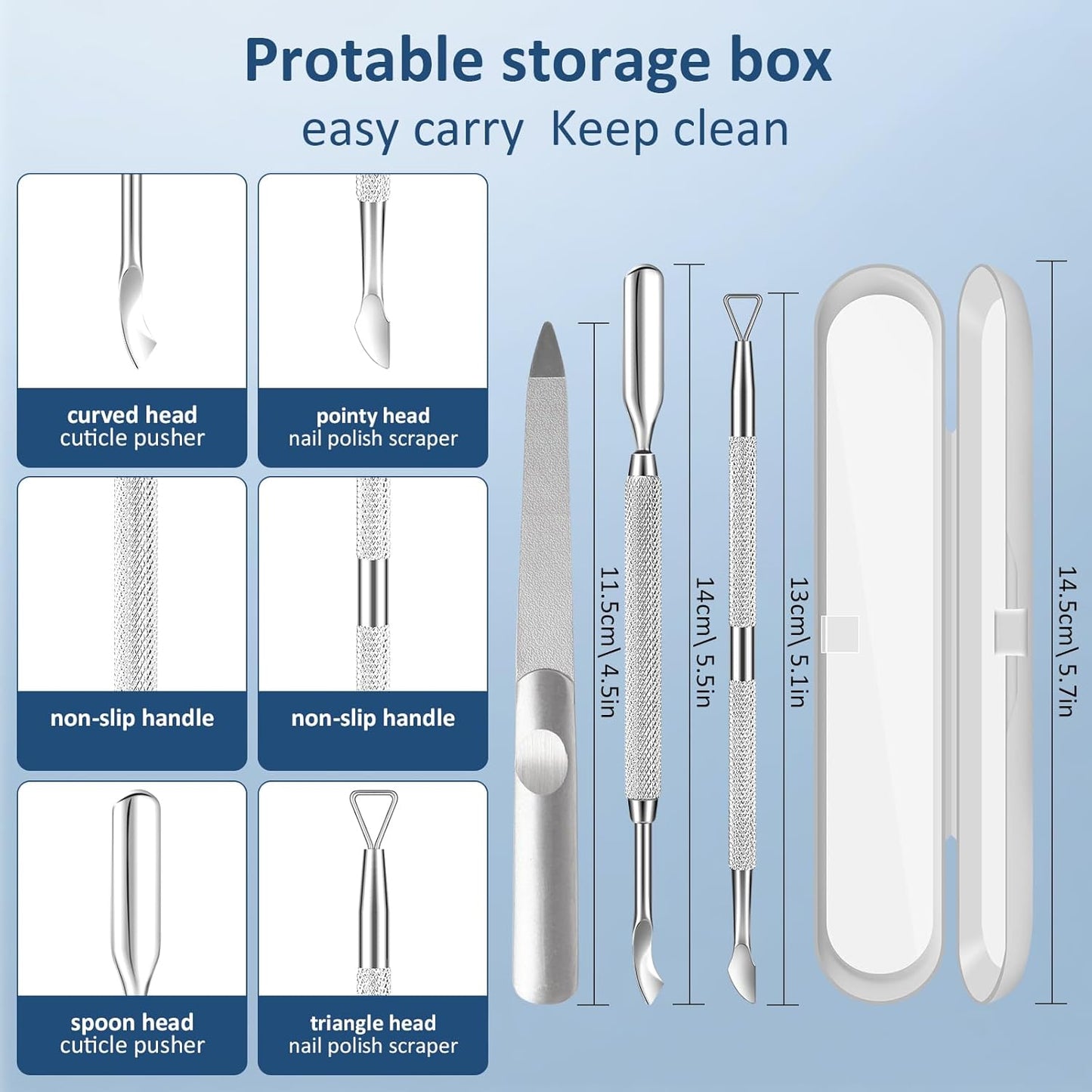 3PCS Cuticle Pusher and Gel Polish Remover Set with Nail Files, Salon Quality Metal Acetone Gel Nail Polish Peeler Scraper Durable Professional Manicure Pedicure Cleaner Tool For Fingernail Toenail-FemmiqueWomen