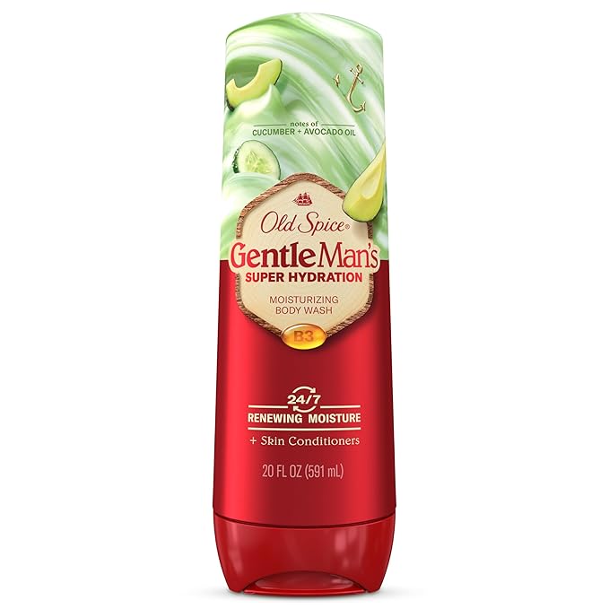 Old Spice Super Hydration Body Wash GentleMan’s Blend, Cucumber + Avocado Oil Scent for Deep Cleaning and 24/7 Renewing Moisture, 20 oz-FemmiqueWomen