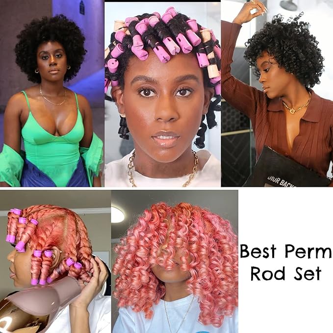 20pcs Women's Perm Rods Set for Natural Hair: 2 Sizes Cold Wave Hair Rollers for Curling and Styling All Hair Lengths - DIY Hairdressing Tools (Purple)-FemmiqueWomen