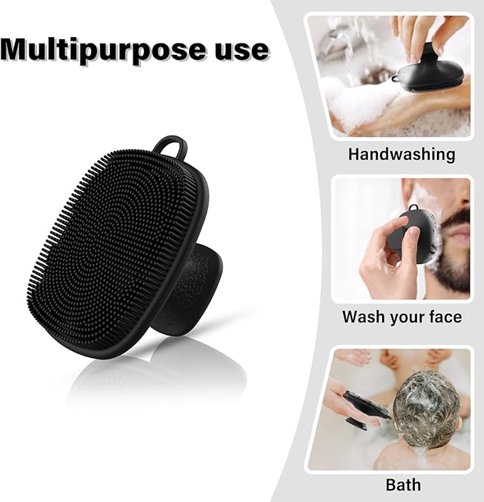 3 Pack Face Scrubber,Silicone Facial Cleansing Brush for Men & Women,Reusable Gentle Facial Waterproof Cleansing Skin Brush Exfoliating Scrubber for Sensitive Skin (Black+Pink+Gray)-FemmiqueWomen