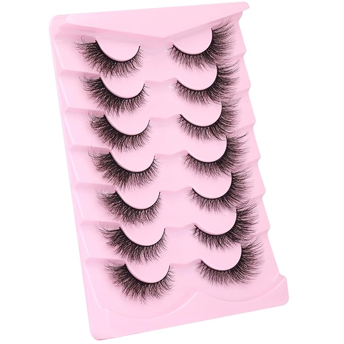 False Lashes Natural Look Faux Mink Eyelashes Wispy Fox Eye Lashes That Look Like Extensions 3D Mink Lashes Natural Strip Lashes Pack 7 Pairs-FemmiqueWomen
