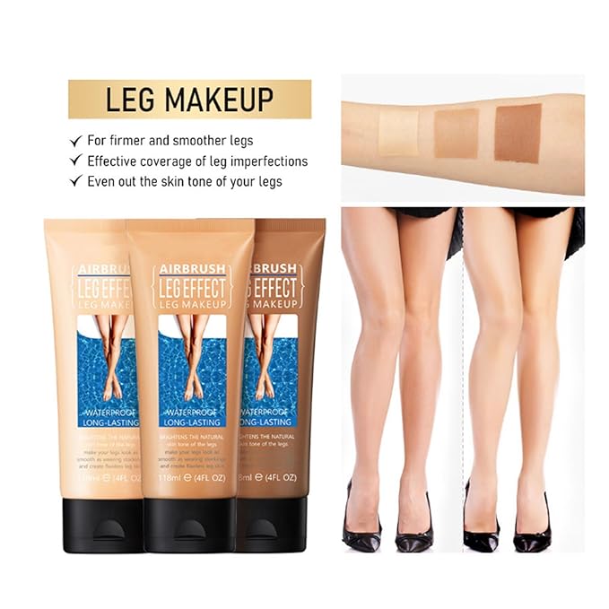 118ml Airbrush Legs, Leg Makeup Lotion, Body Makeup, Waterproof Long Lasting Full Coverage Lightweight Leg Body Cosmetic for Wedding (1#)-FemmiqueWomen