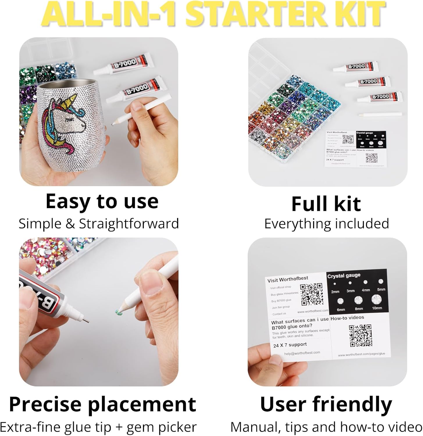 30000Pcs Resin Jelly Rhinestones Set for Crafting Bedazzling, Yellow AB Flatback Gems Jewels for Crafts Clothes Shoes Fabric Outfit Nails Makeup, Flat Back Crystal 2-6mm with b 7000 Glue-FemmiqueWomen