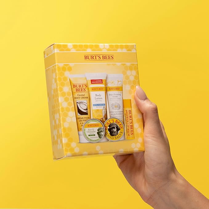 Burt's Bees Back to School Gifts Ideas, 6 College Dorm Products, Timeless Minis Set – Beeswax Lip Balm, Coconut Foot Cream, Milk & Honey Body Lotion, Deep Cleansing Cream, Res-Q Ointment & Hand Salve-FemmiqueWomen