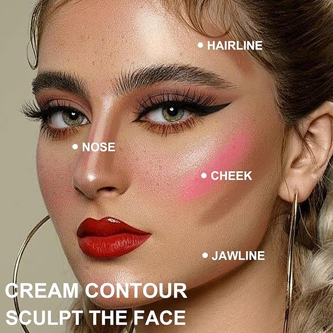 3 Pcs Face Contour Stick Kit, Matte Finish Face Stick Trio with Bronzer Blush Highlighter and Brush, Long Lasting Waterproof Cream Beauty Wand Makeup Set for Sculpt Glowing Face Look (#1, 8, 13)-FemmiqueWomen