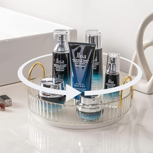 Rotating Makeup Organizer for Vanity, High-Capacity Skincare Clear Make Up Storage Perfume Organizers Cosmetic Dresser Organizer Countertop 360 Spinning (Clear, 1 Tier)-FemmiqueWomen