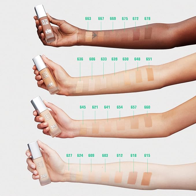 3INA The 24H Foundation 678-24H Long-Wearing Formula - Medium To High Buildable Coverage - Smooth Matte Finish - Expanded Shade Selection - Waterproof, Cruelty Free, Vegan Makeup - 1.01 Oz-FemmiqueWomen