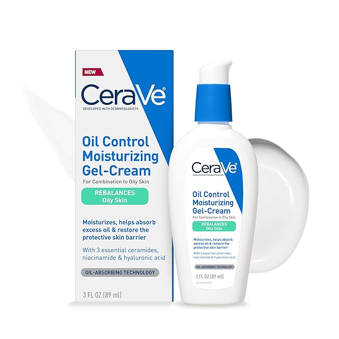 CeraVe Oil Control Moisturizing Gel-Cream, Face Moisturizer for Oily Skin, Niacinamide, Hyaluronic Acid & Oil Absorbing Technology To Rebalance Oily Skin, Non-Comedogenic, Fragrance Free & Oil-Free-FemmiqueWomen