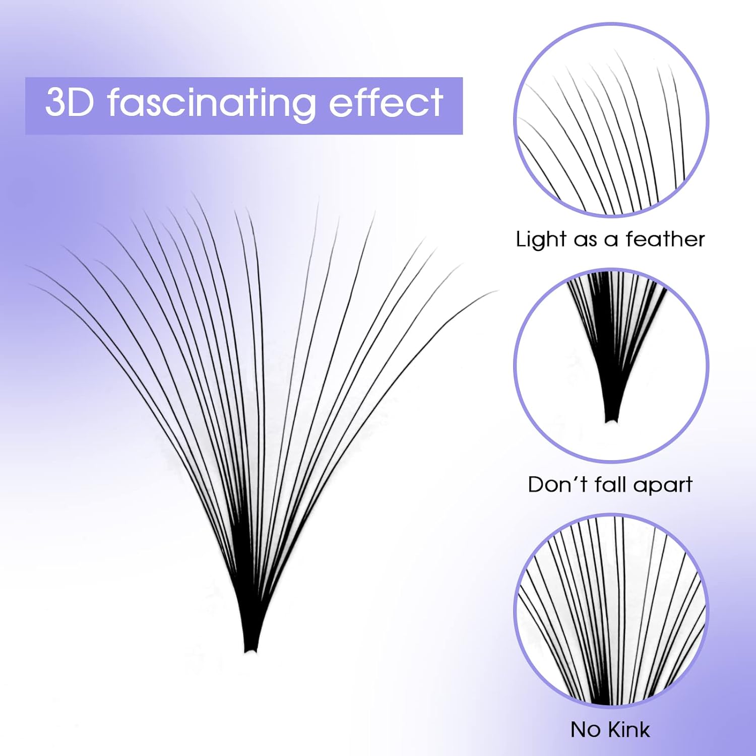 WEWNDY LASHES Rapid Blooming Eyelash Extensions - Volume Lashes 0.05 Thickness, C/D Curl, Easy Fan, 8-14mm Mixed, Self Fanning-FemmiqueWomen