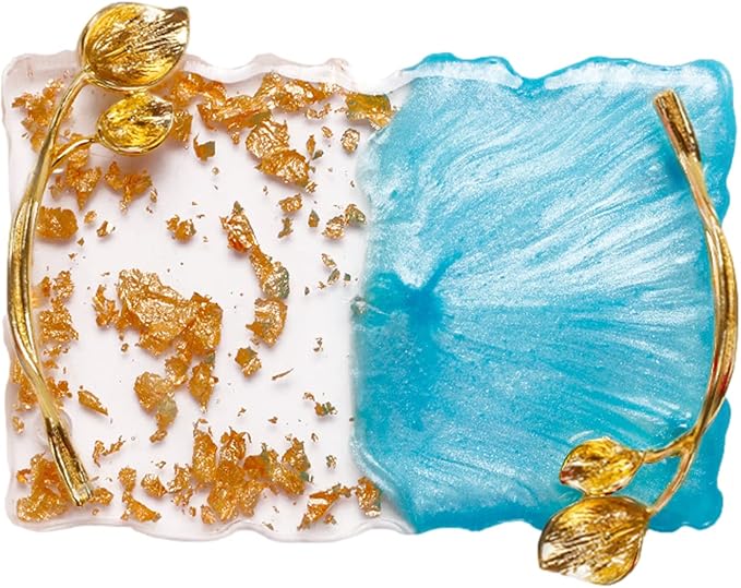 2023 Retro Nail Art Palette, Nail Painting Mixed Color Palette with Leaves Handle, Nail Holder Gel Color Makeup Display Board Pallet (Blue)-FemmiqueWomen