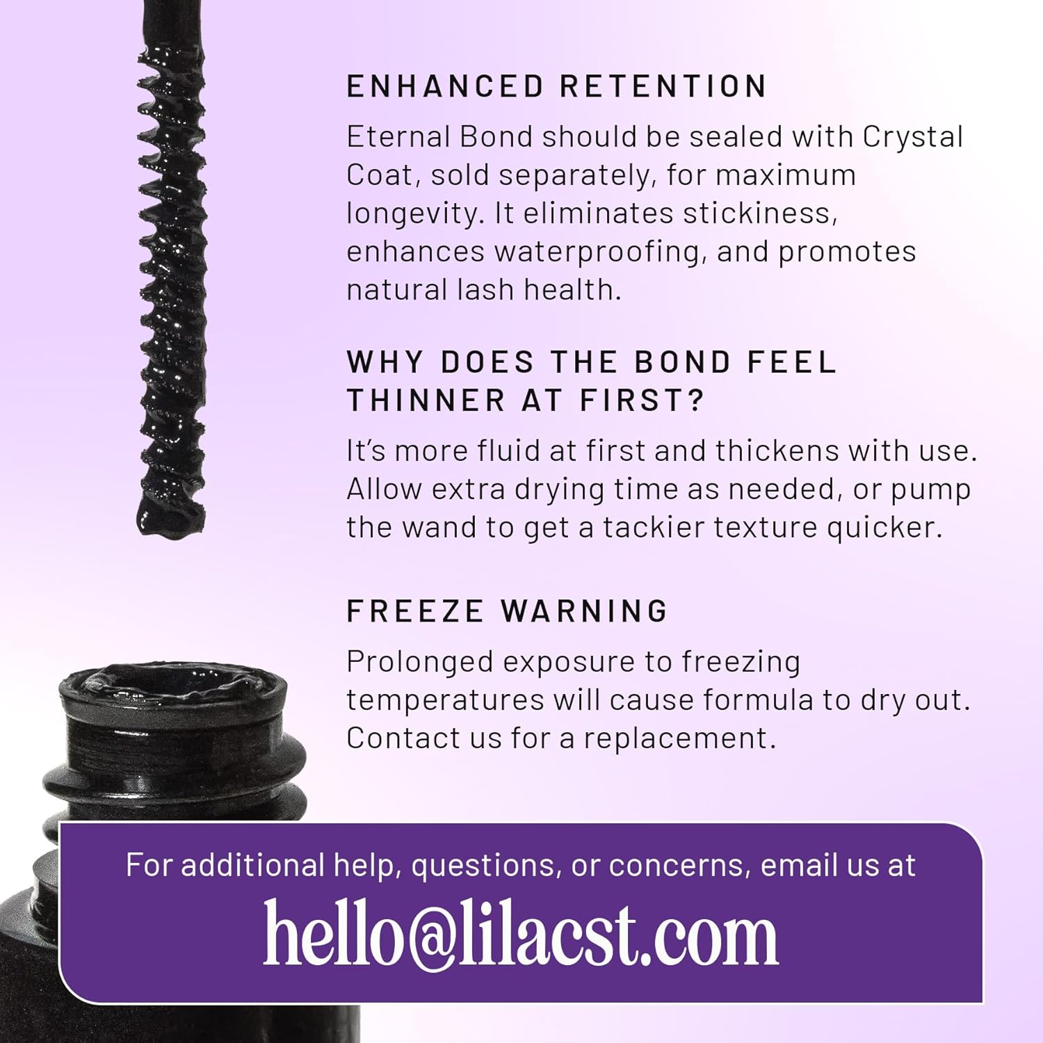Lilac St - Eternal Bond Lash Glue (Black) - Lash Cluster Glue - Quick Dry Formula - Mini Mascara Wand Applicator - Strong & Flexible Hold - Waterproof - Cruelty Free, Vegan - Pack of 2-FemmiqueWomen