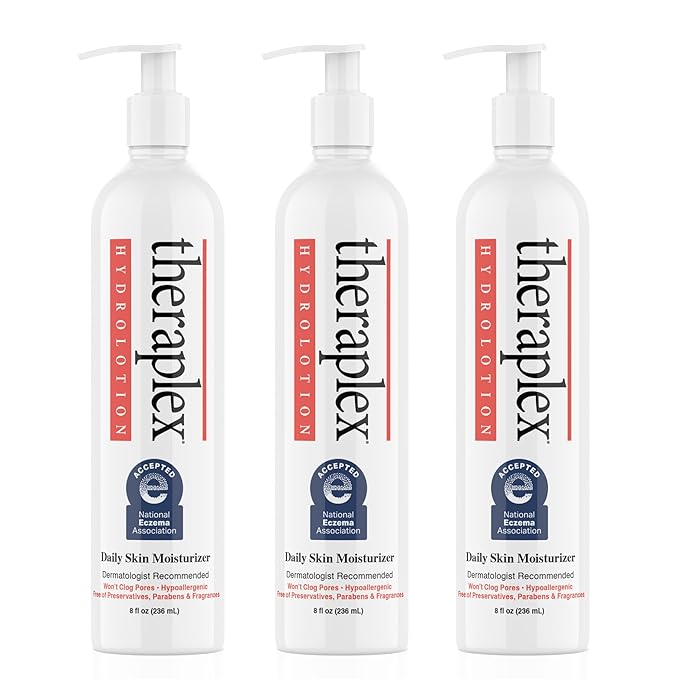 THERAPLEX Hydrolotion - Daily Skin and Body Moisturizer, No Parabens Or Preservatives, Noncomedogenic, and Hypoallergenic, Fragrance-Free, Dermatologist Recommended 3 Pack-FemmiqueWomen