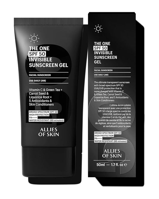 Allies of Skin Daily Face Sunscreen SPF 50 | Zero White Cast Lightweight Gel Formula | Dermatologist Tested Under Makeup Primer| Water-Resistant & PA++++ Broad Spectrum UVA/UVB (1.7 oz)-FemmiqueWomen
