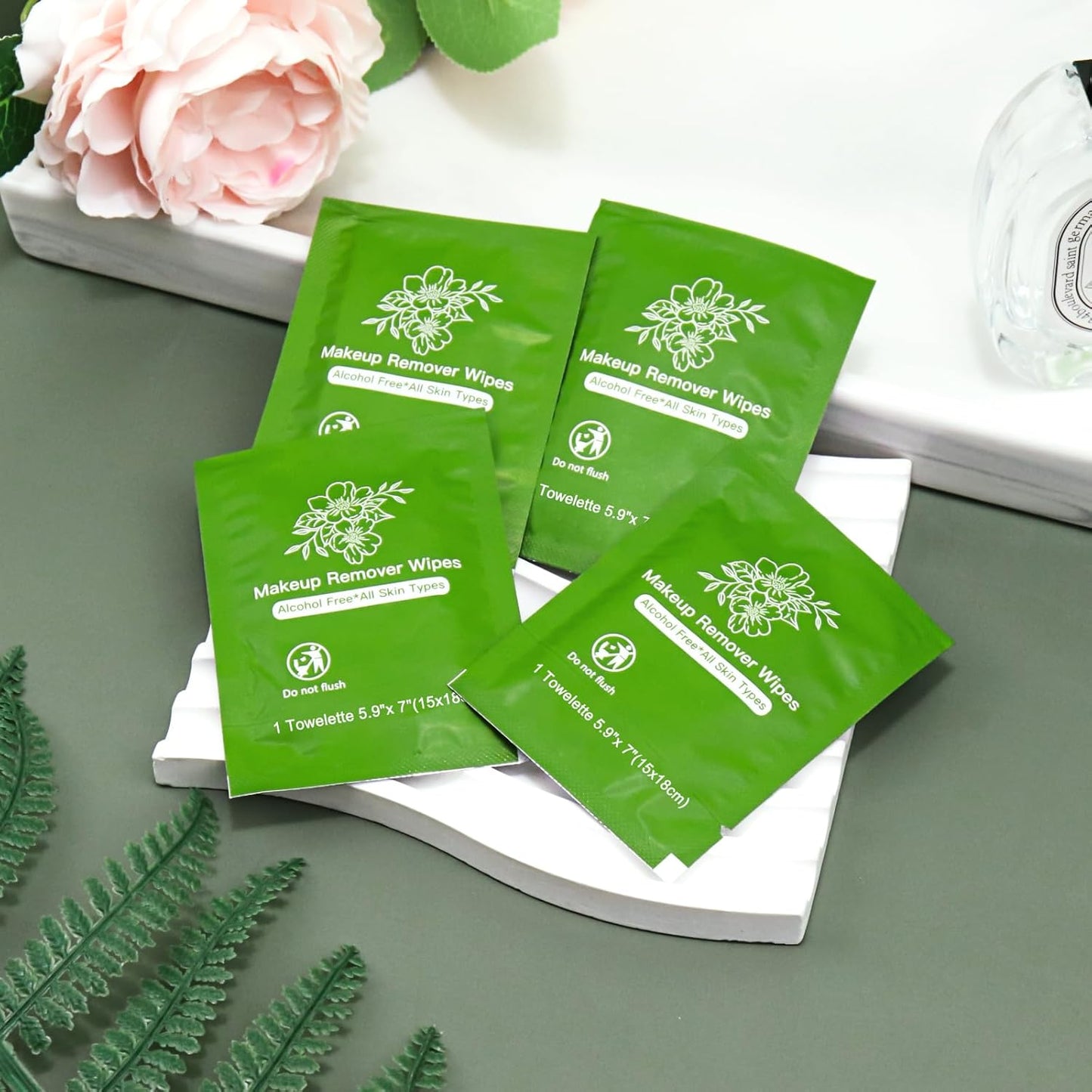 Makeup Remover Wipes Bulk Individually Wrapped,Travel Makeup Wipes Individual Makeup Remover Wipes Bulk Gentle Cleansing Makeup Remover Wipes for Face Cleansing Mascara Lipstick Travel (50, Aloe Vera)-FemmiqueWomen