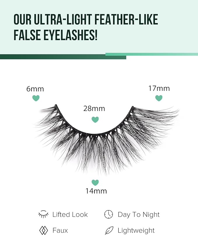 Cat Eye Lashes Soft Mink False Eyelashes Natural False Lashes Wispy Fake Lashes C Curl Faux Mink Lashes Fluffy False Lashes Pack 17MM-FemmiqueWomen