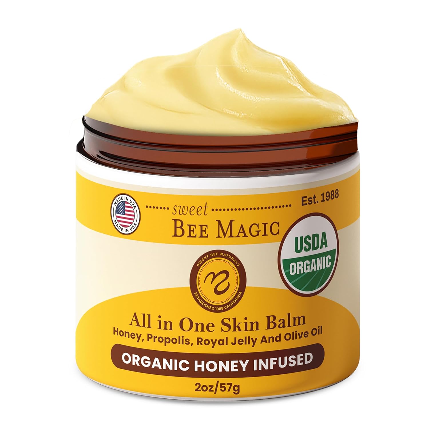 Sweet Bee Magic All In One Healing Organic Balm - Natural Skin Healing Cream, Beeswax Balm for Dry Skin, Face & Body Moisturizer - Certified Organic, All Natural Aid- 3 Jars (4oz Each, 12oz Total)-FemmiqueWomen