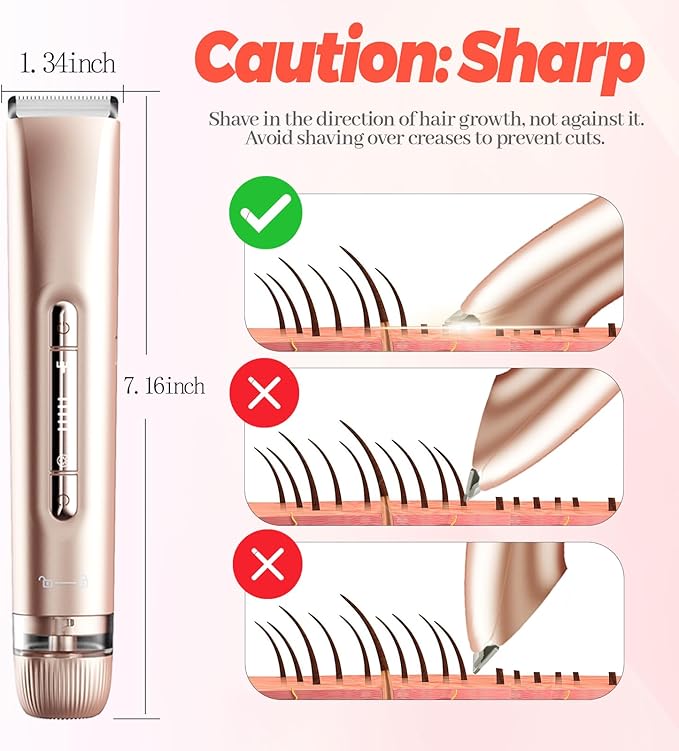 2 in 1 Electric Bikini Trimmer for Women, Dual Head Painless Razor Shaver,Wet & Dry Use Body Hair Trimmer and Facial Hair Remover for Underarm Leg Arm Body Face-FemmiqueWomen