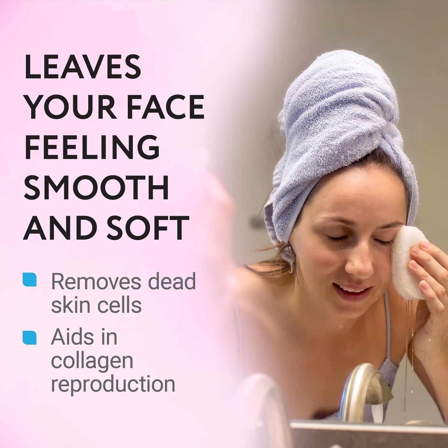 IMPRESA 10 Pack Facial Sponge for Daily Deep Cleansing - Regular Buff Style Exfoliating Pads for Removing Dead Skin, Dirt & Makeup - Normal to Oily - Made in The USA - Reusable Puf - White-FemmiqueWomen