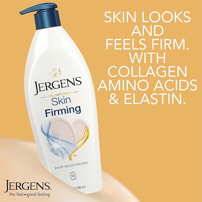 Jergens Skin Firming Body Lotion for Dry to Extra Dry Skin, Skin Tightening Cream with Collagen and Elastin, Hydralucence Blend Formula, 16.8 oz-FemmiqueWomen