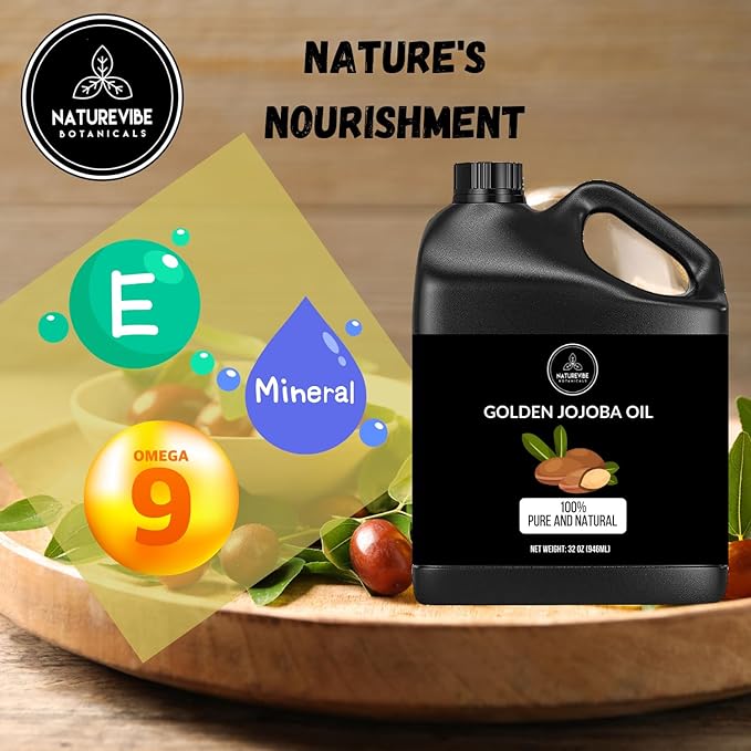 Naturevibe Botanicals Golden Jojoba Oil 32 oz – 100% Pure, Cold-Pressed Moisturizer for Skin & Hair | Antioxidant-Rich, Non-Greasy, Carrier Oil & Daily Hydration-FemmiqueWomen