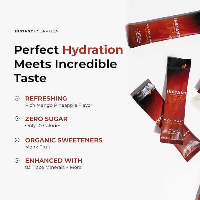 Instant Hydration Electrolytes Powder Packets - Mango Pineapple Drink Mix - Zero Sugar - Keto, Vegan, Gluten-Free, Non-GMO - Boost Recovery, Brain Health, Muscle & Tissue Support- 30 Sticks-FemmiqueWomen