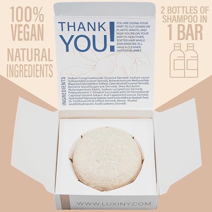 Unscented Shampoo Bar for all hair types is Vegan, Sulfate Free and Made in USA. Get up to 60 Washes at Home or use as a Travel Shampoo. Great for strenghtening shampoo for sensitive skin.-FemmiqueWomen