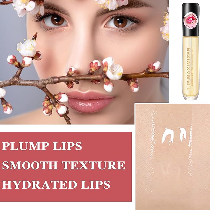 2 Pcs Lip Plumper Lip Gloss,Lip Maximizer Balm Plumper Lip Plumping Serum,Heathly Lip Moisturizer Enhancer Hydrated Lips,Reduces Improves Dry Lip Lines Lip Plumping Gloss Lip Extreme Volume-FemmiqueWomen