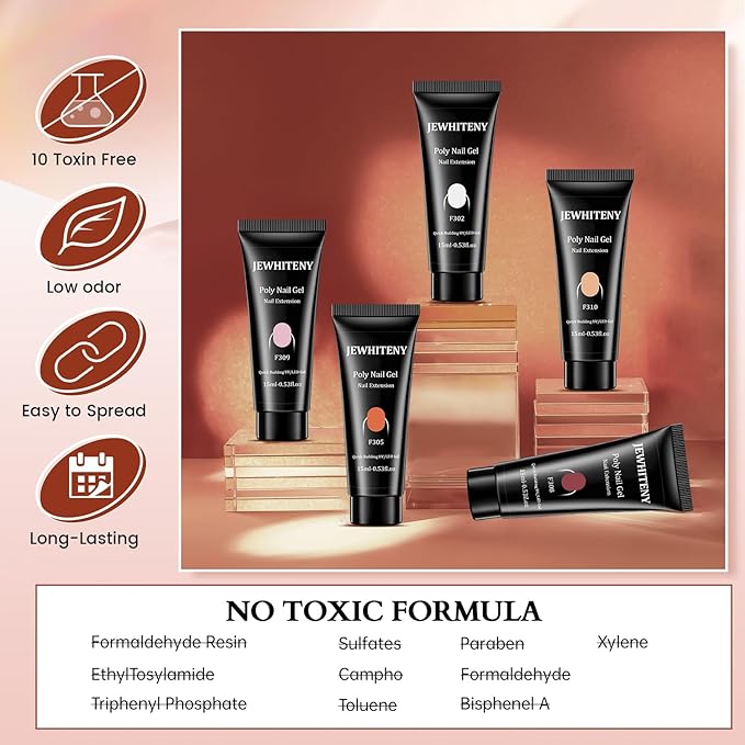 JEWHITENY 14 pcs Poly Gel Nail Extension Kit With Drill Machine U V Nail Light ALL In One Polygel Starter Kit-FemmiqueWomen