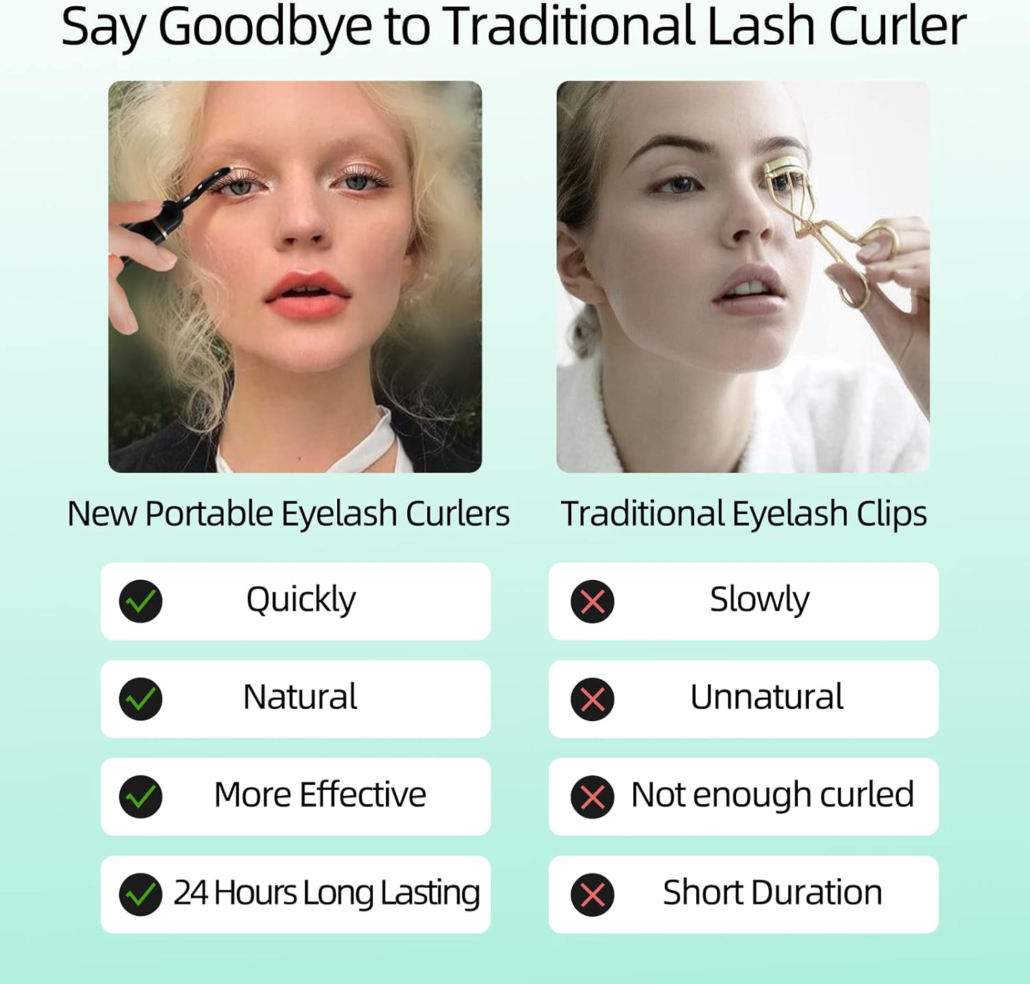 ZAPAL Heated Eyeash Curler, S600 Rechargeable Heated lash Curler, Intelligent Power Off Electric Eyelash Curler Heated Quickly 24 Hs Lasting Natural Makeup for Woman (Jet Black/Gold, X8-132mm)-FemmiqueWomen