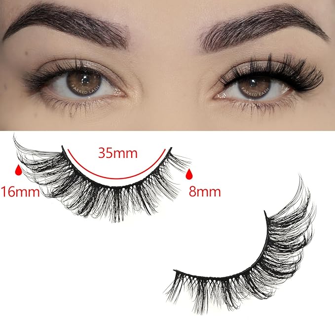 FARRED Cat Eye Lashes Fox Eyelash Wispy Fluffy False Eyelashes 14 Pairs Fake Eyelashes Natural Look Short Natural Lashes Cat Eye Lash Wispy Volume Eyelash (F23 | 8-16mm)-FemmiqueWomen