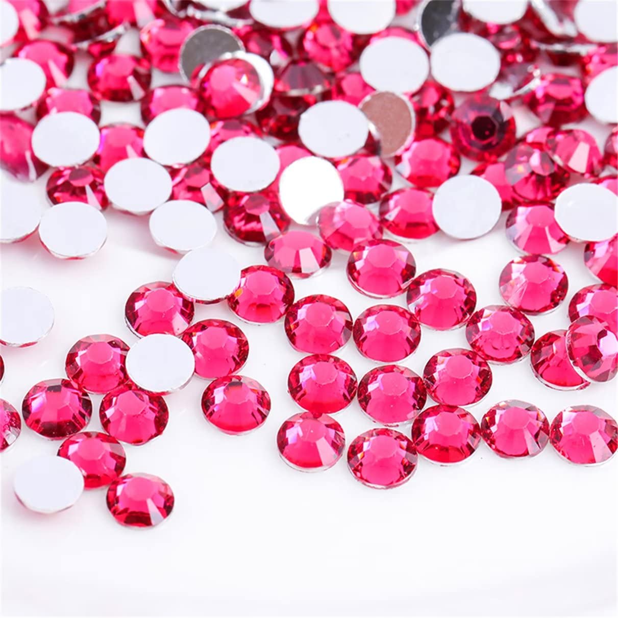 1000 Pieces SS20 5mm Flatback Rhinestones Clear Glass Round Gems Crystals for Nail Art DIY Crafts Clothes Shoes Bags （Rose Red）-FemmiqueWomen