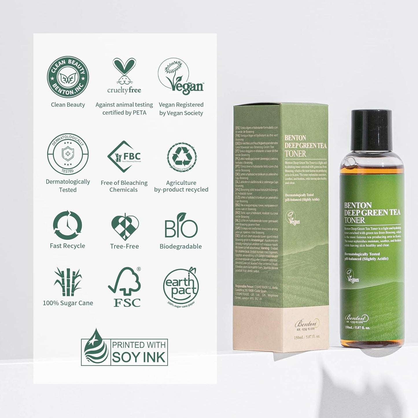 BENTON Deep Green Tea Toner - 150ml (5.07 fl.oz) for Face, Sensitive & Oily Skin-FemmiqueWomen