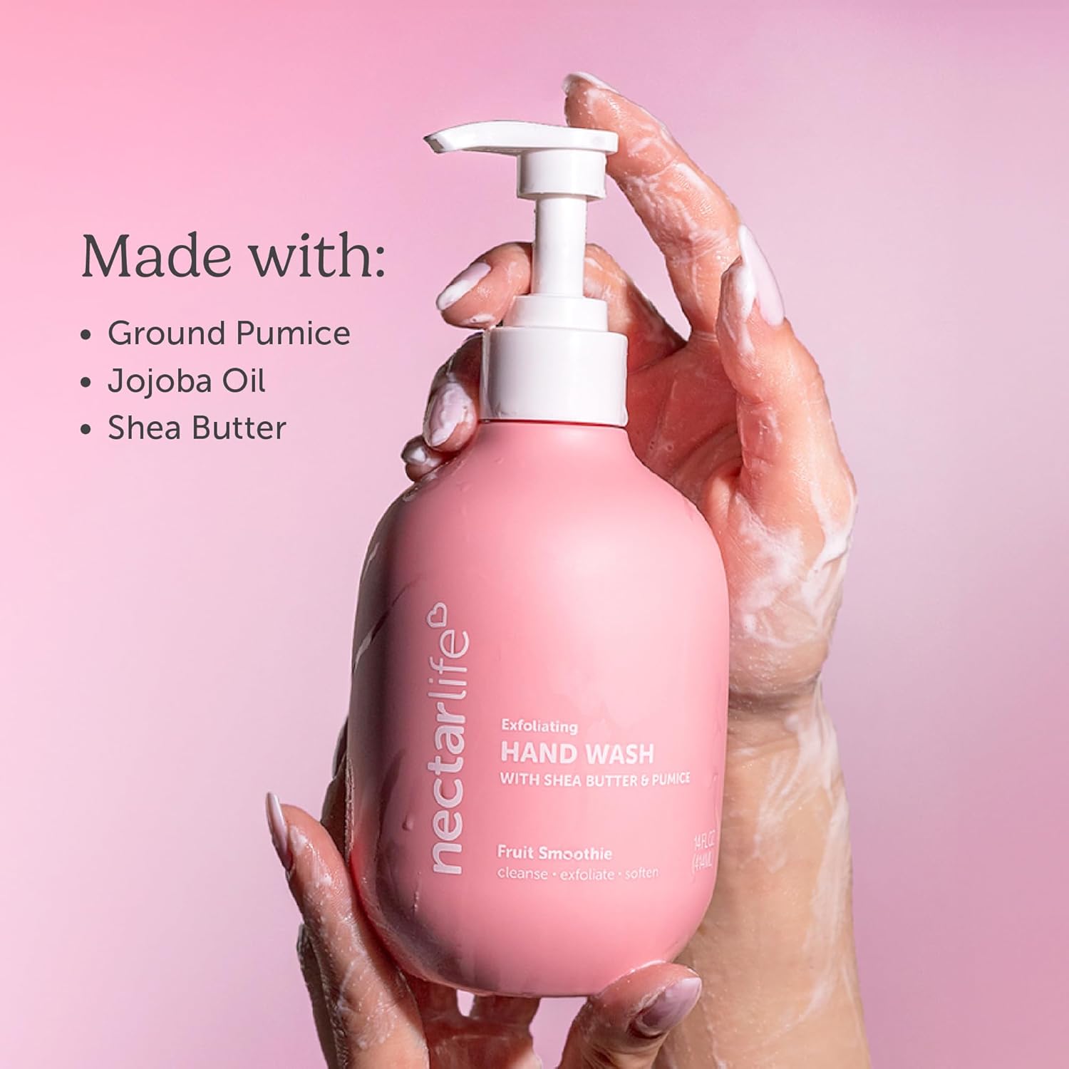 Nectar Life Exfoliating & Moisturizing Hand Wash 3-Pack, Volcanic Pumice for Hand Scrub, Shea Butter Softens Hands, Clean Vegan Ingredients-FemmiqueWomen