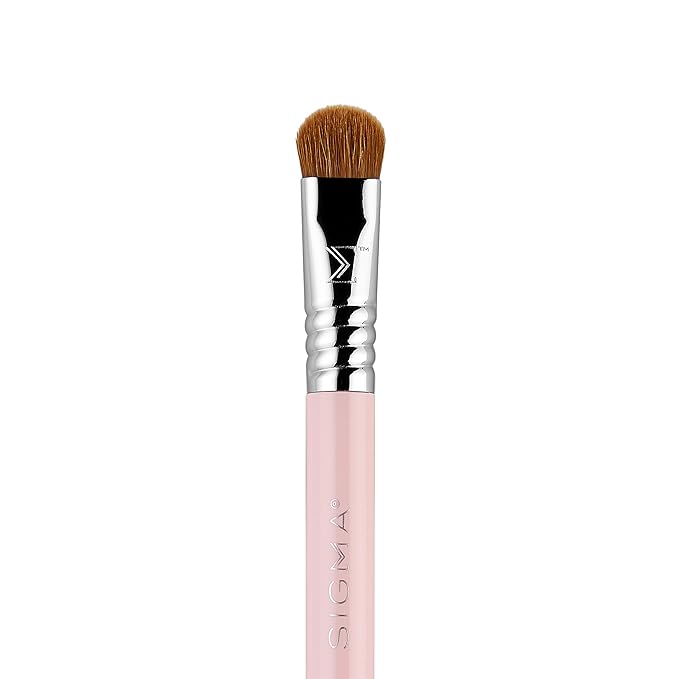 Sigma Beauty Travel Essential Trio - Makeup Brush Set for Foundation Powder Eyeshadow - 3 Tool Brushes with Brush Tin Holder - - Skin Safe, Vegan Makeup Brushes for Travel - Light Pink-FemmiqueWomen