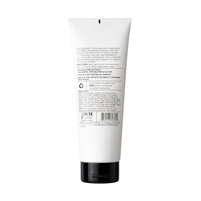 MARLOWE. No. 002 Santal Body Lotion 8 Oz, Moisturizing & Nourishing Daily Dry Skin Lotion for Men, Made with Hydrating Natural Aloe Vera, Non-Oily, Warm Amber, Sandalwood & Citron Scent, Vegan-FemmiqueWomen