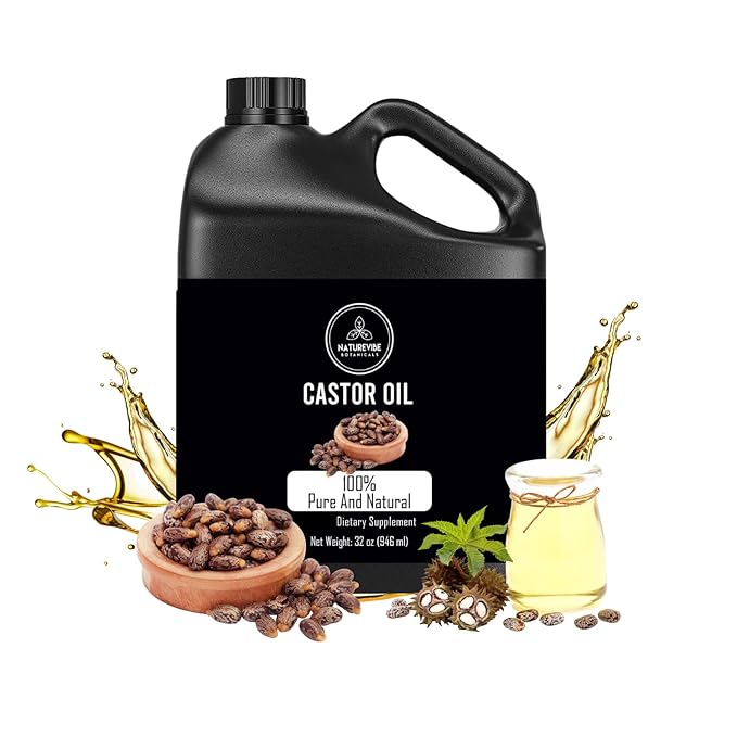 Naturevibe Botanicals Castor Oil 32 Ounces | 100% Pure and Natural | Great for Skin Care and Hair Care | Hexane Free Unrefined Oil for Enhanced Eyebrows and Eyelashes 32 Fl Oz | 946ml-FemmiqueWomen