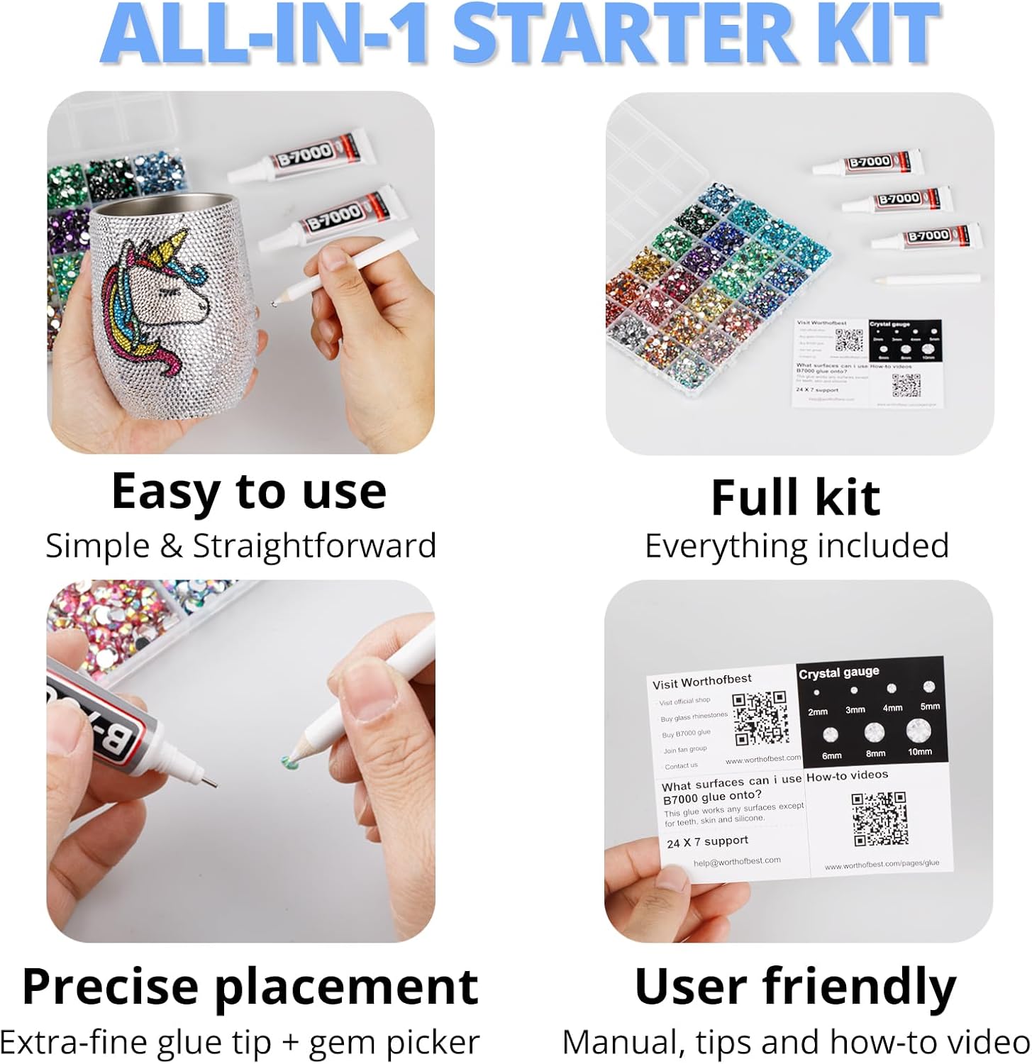 30000Pcs Resin Jelly Rhinestones Set for Crafting Bedazzling, Baby Blue AB Flatback Gems Jewels for Crafts Clothes Shoes Fabric Outfit Nails Makeup, Flat Back Crystal 2-6mm with b 7000 Glue-FemmiqueWomen