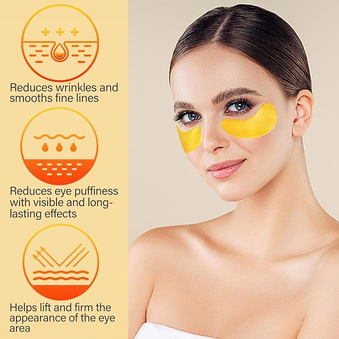 30 Pairs Under Eye Patches,Gold Under Eye Mask,Eye Masks Skincare Enriched with Collagen,Eye Patches for Puffy Eyes and Dark Circles,Undereye Bags,Reduce Wrinkles,Anti-Aging-FemmiqueWomen