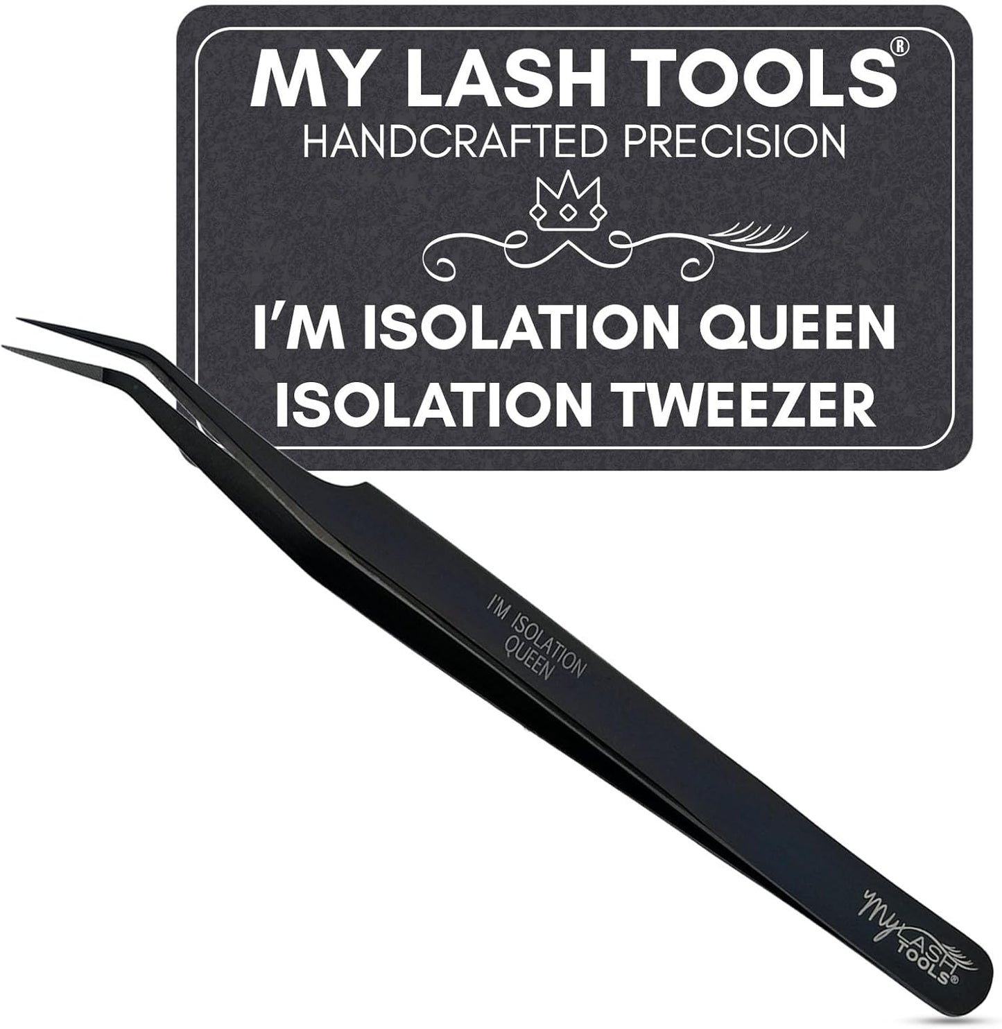 Isolation Tweezer Black Fiber Tip Lash Tweezer 12cm – Precision Stainless Steel Eyelash Extension Tool, Anti-Slip, Fine Tip for Lash Separation & Placement, Lash Artist Supplies-FemmiqueWomen