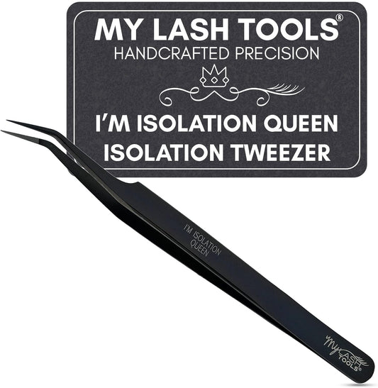 Isolation Tweezer Black Fiber Tip Lash Tweezer 12cm – Precision Stainless Steel Eyelash Extension Tool, Anti-Slip, Fine Tip for Lash Separation & Placement, Lash Artist Supplies-FemmiqueWomen