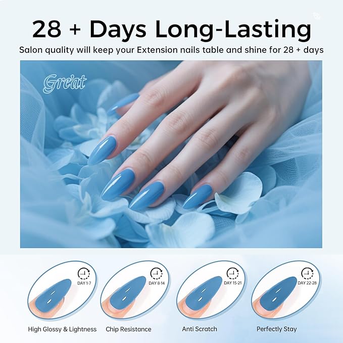 JEWHITENY Poly Nail Gel Kit 14 Colors Purple Nude Grey Black Blue Glitter Tones Starter Kit with UV Lamp Matte & Glossy Top & Base Coat All-in-One Designs DIY At Home-FemmiqueWomen