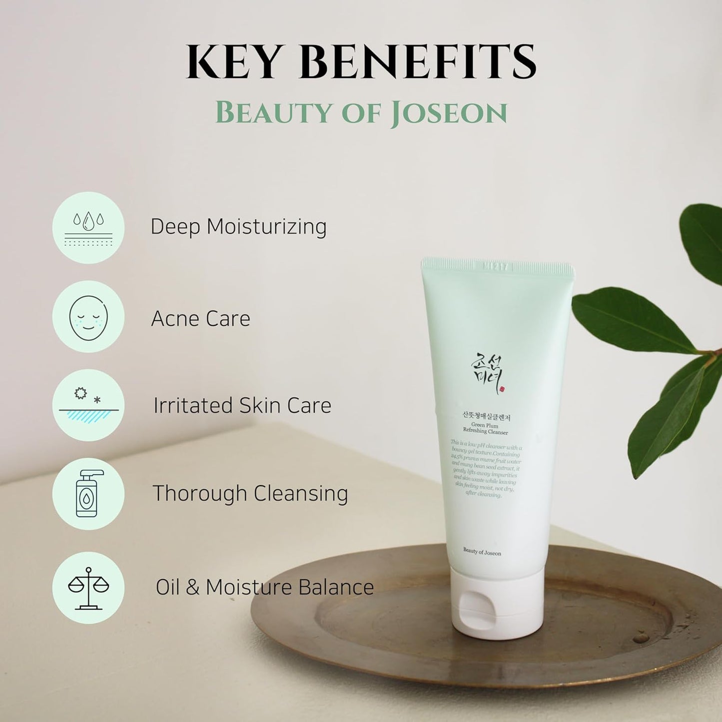 Beauty of Joseon Green Plum Refreshing Cleanser Gel Type Deep Pore Cleansing, Acne Face Wash, Blackhead Remover for All Skin Types, Korean Skincare 100ml, 3.38 fl.oz-FemmiqueWomen
