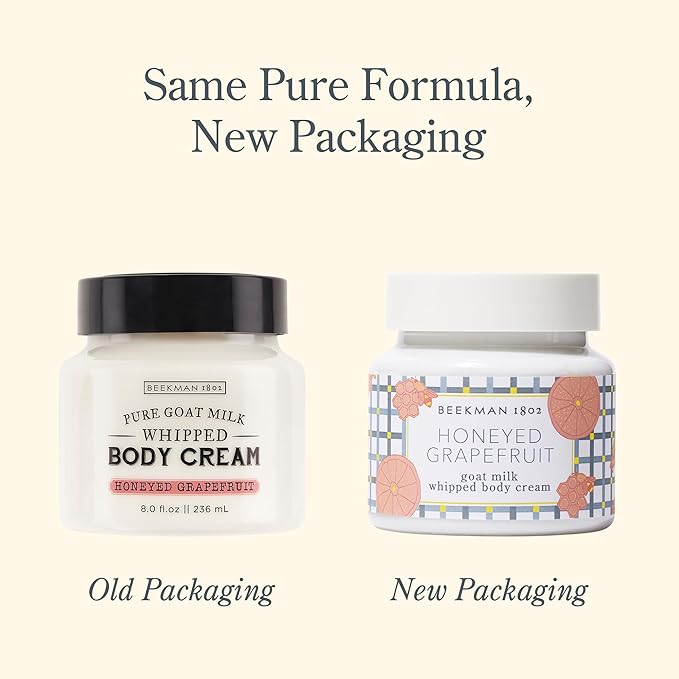 Beekman 1802 Whipped Body Cream, Honeyed Grapefruit - Scented - 8 oz - Intensely Hydrating & Softens Skin - With Goat Milk - Good for Sensitive Skin - Cruelty Free-FemmiqueWomen
