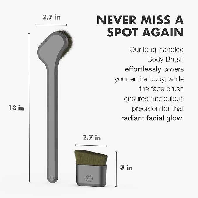 SONN Self Tanner Brushes - Body and Face Kabuki Brush Applicator for Fake Tan, Lotion, Makeup, and Sunscreen, Back Applicator for Sunless Tanner and cream (Body Brush)-FemmiqueWomen