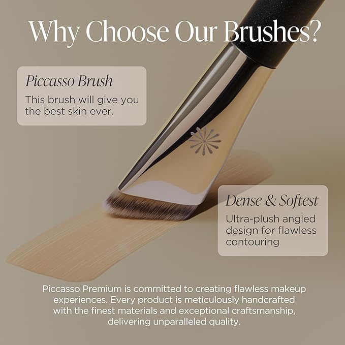 Piccasso FB33 Foundation Brush – Tapping Cover Brush for Liquid & Cream Foundation, Fills Pores with Soft Bristles for Smooth and Flawless Face Makeup, Professional Korean Beauty Tool-FemmiqueWomen