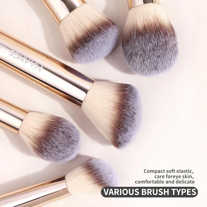 MAANGE 7pcs Makeup Brush Set Double Sided Kabuki Makeup Brushes Contour Brush for Foundation Liquid Powder Concealer Cream Cosmetics Bronzer Blending Blush Buffing Makeup Tools (Gold)-FemmiqueWomen