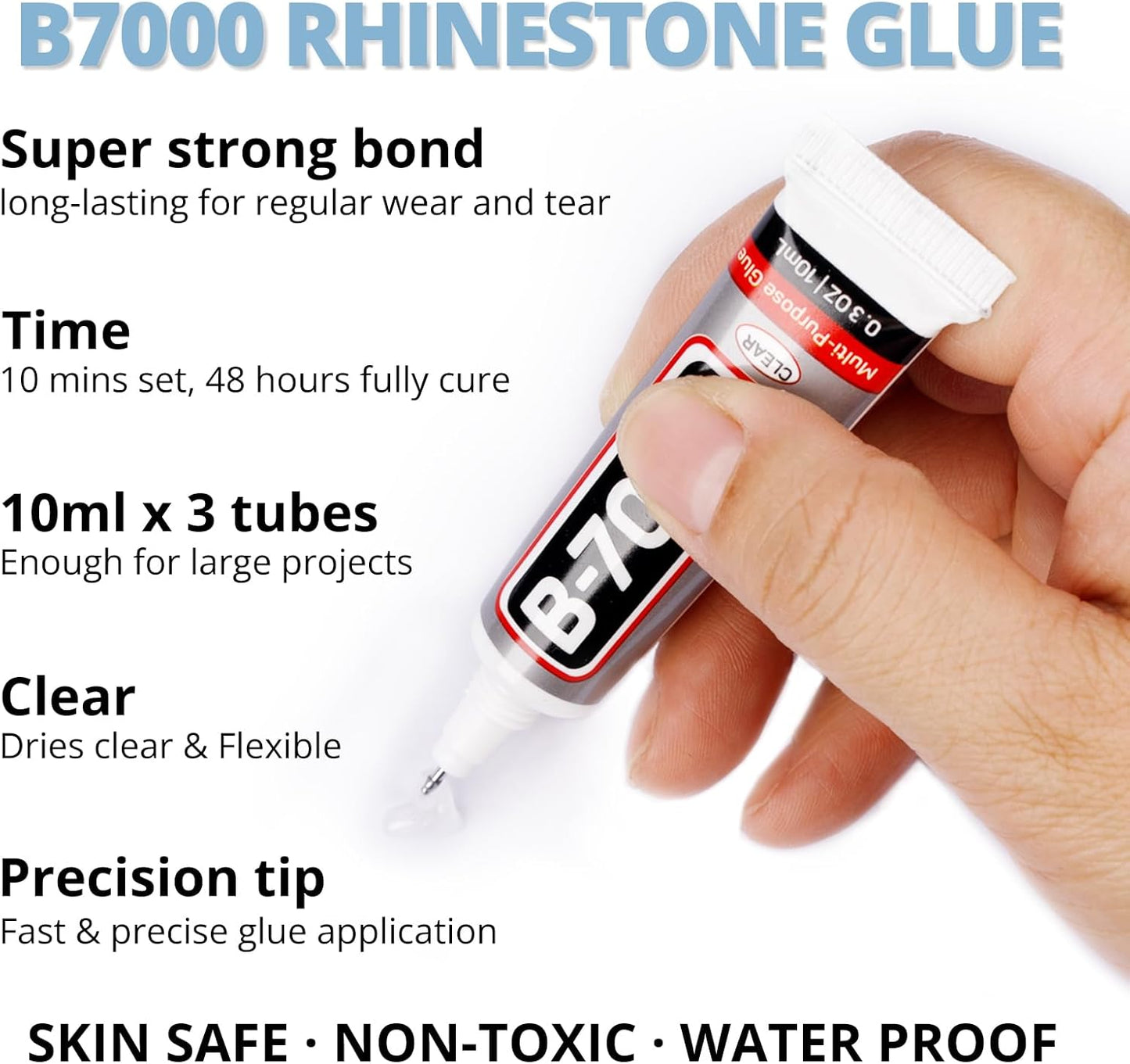 30000Pcs Resin Rhinestones Set for Crafting Bedazzling, Light Blue Flatback Gems Jewels for Crafts Clothes Shoes Fabric Outfit Nails Makeup, Flat Back Crystal 2-6mm with b 7000 Glue-FemmiqueWomen