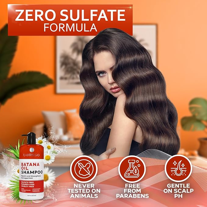 Batana Oil Shampoo - Volumizing Salon Formula for Thinning and Fine Hair Women and Men - Sulfate and Paraben Free - Thickening Volume Boost for Thicker, Fuller Hair - With Argan Oil - 16 Fl Oz-FemmiqueWomen