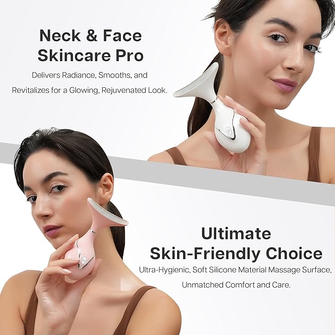 Iris Neck Face Massager, Pro Face Sculpting Tool with Charging Base, All-in-1 Facial Device for Enhanced Absorption, Radiance, Contouring, Elasticity, Home Facial Spa (White)-FemmiqueWomen
